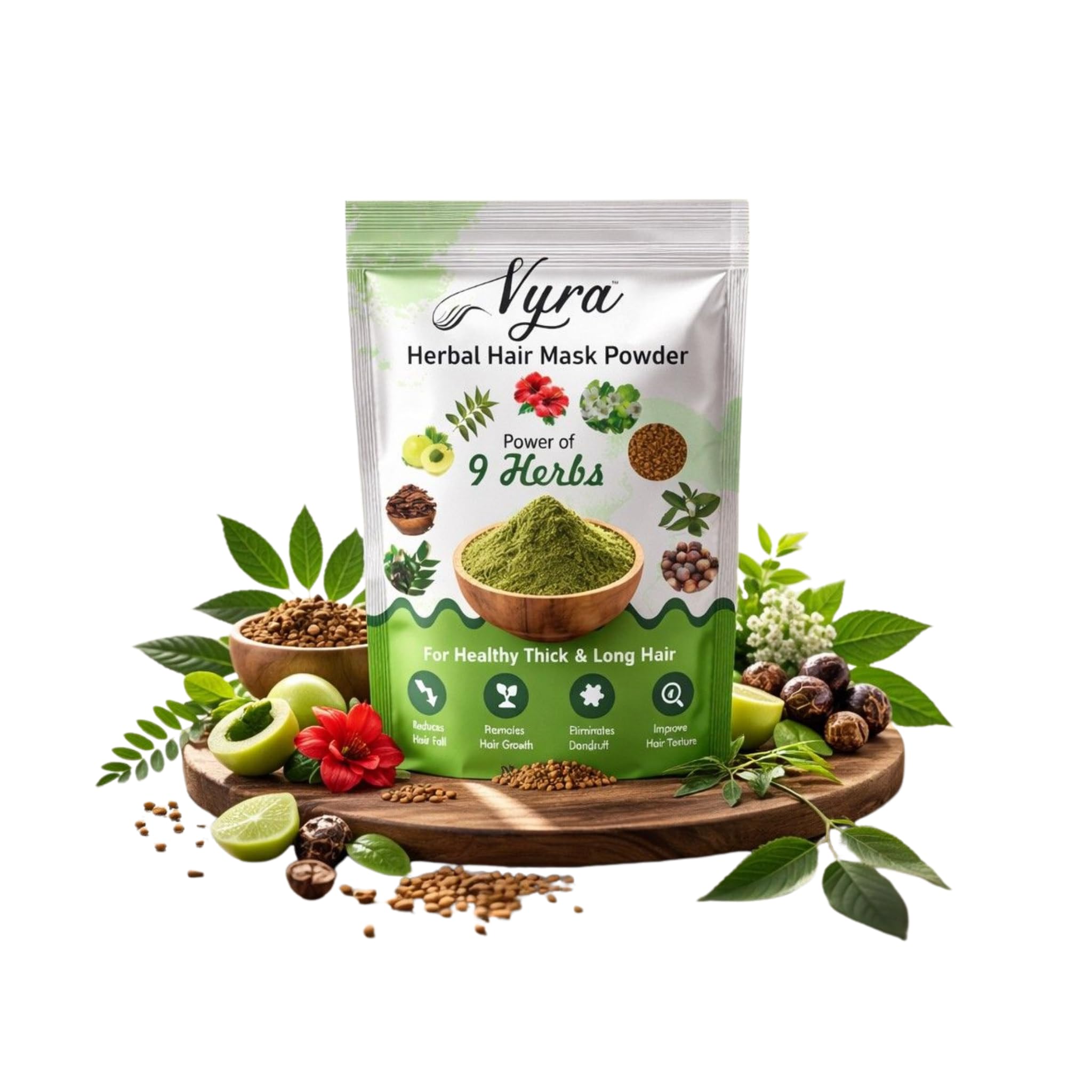 Vyra Herbal Hair Mask Powder for Men & Women | Promotes Hair Growth, Reduces Hair Fall & Controls Dandruff | Natural & Chemical-Free | All Hair Types | 200g-image-18