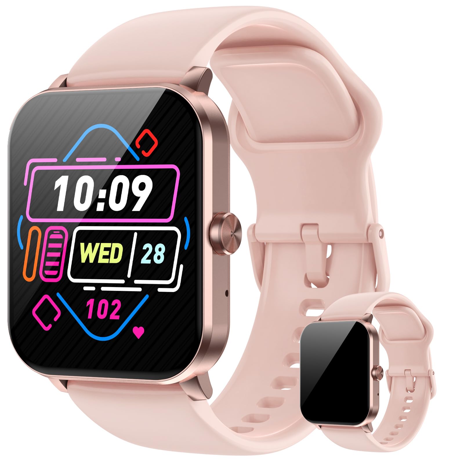 Smart Watch for Men Women,1.85" HD Touchscreen, Bluetooth Calls/Notifications, Fitness Watch with Heart Rate/Sleep Monitor, 120+ Sports Modes, IP68 Waterproof Smartwatch for Android/iOS (Pink)