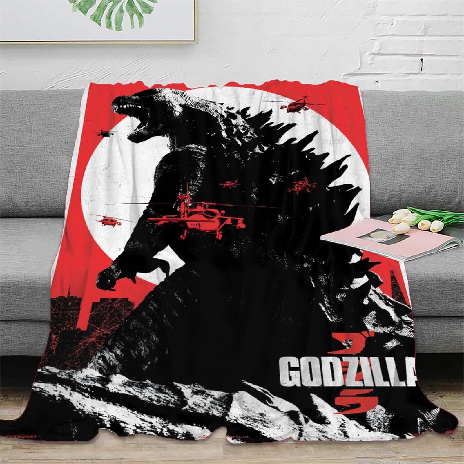 Mjczegdcr Boys Godzilla Blanket 3D Printed Throw Bedding Soft Cozy Plush Gifts Lightweight Fluffy For Bed And Couch For Girls All Season Couch Sofa 60X80inch(150X200cm)