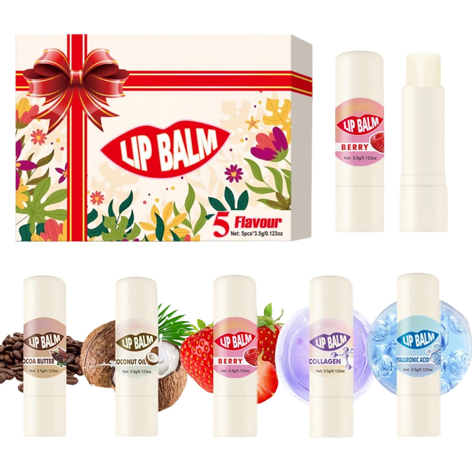 Balsamo Idratante per Labbra 5 Pezzi Crema Volumizzante Nutriente