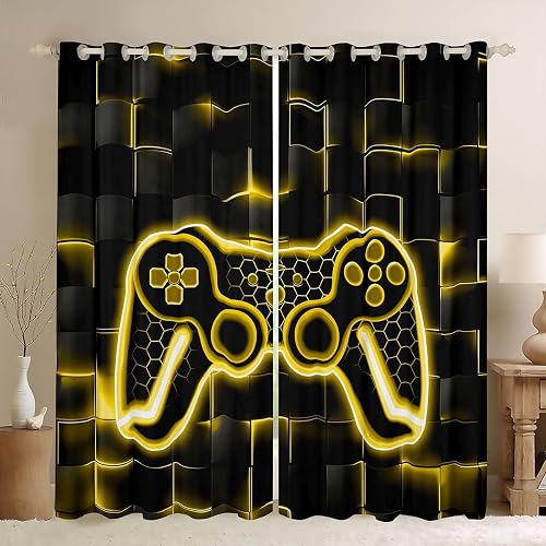 Feelyou Gamer Gaming Curtains for Bedroom Living Room Boys Blackout 42" x 84"