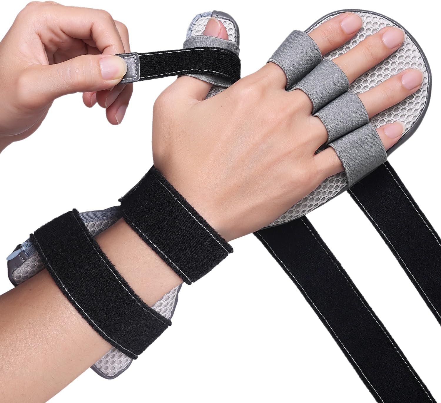 DrFinger Stroke Hand Brace Splint for Straightening Fingers with 5 Fingers Resting Support,Prevent Fingers Curling, Dupuytren's Contractures, Hand Spasms, Fit Right & Left, Men & Women - L