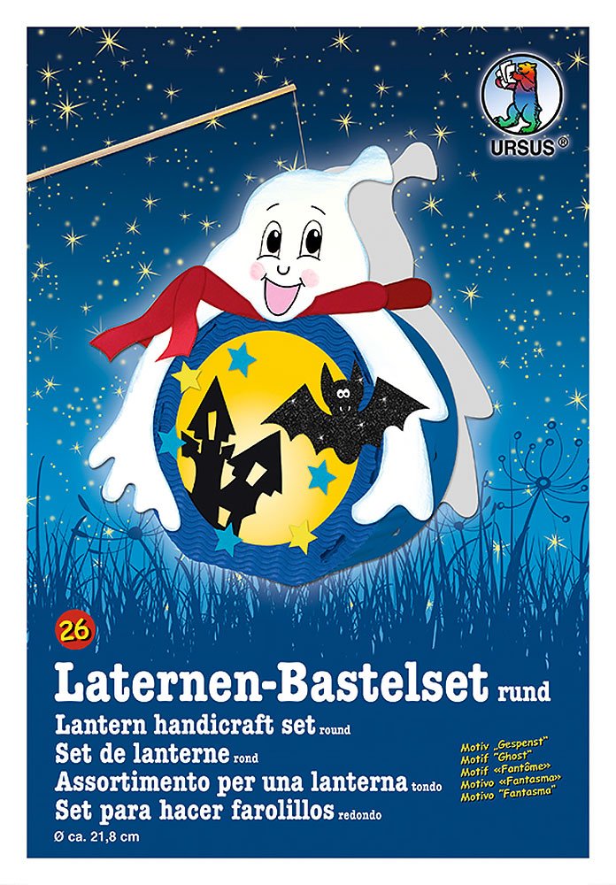 Ursus 18700026 – Lantern Craft Set, Ghost, Approx. 21.8 x 21 x 10.3 cm, Diameter Approx. 21.8 cm, Includes Template Sheet with Handicraft Instructions, for DIY Design, Ideal for the Next Lantern Run
