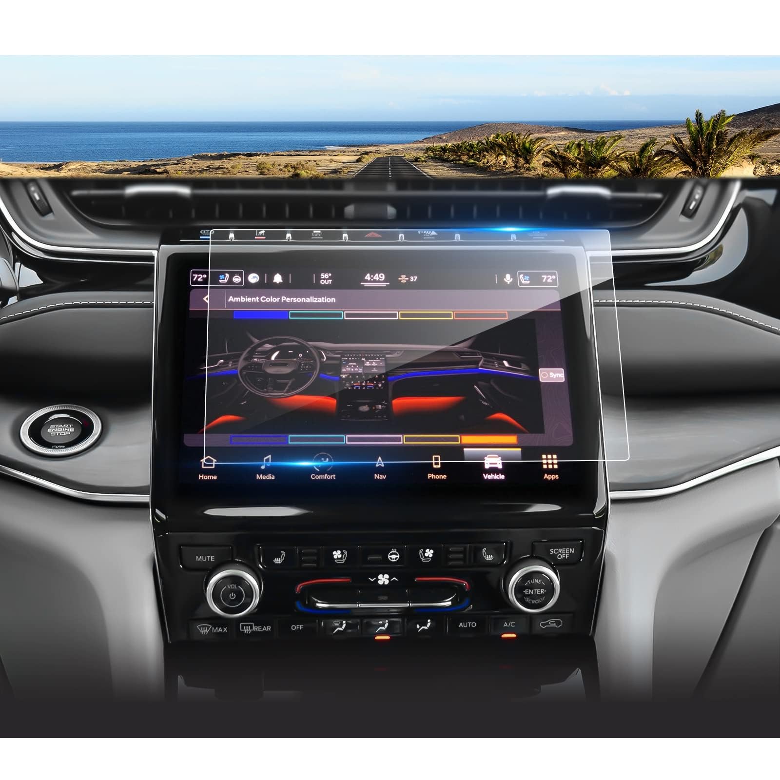 2021-2025 Grand Cherokee L Screen Protector, Uconnect® 5 10.1Inch Grand Cherokee L (Limited/Overland/Summit/Summit Reserve), 9H Tempered Glass 2023 2024 2025 Grand Cherokee L Accessories 10.1"