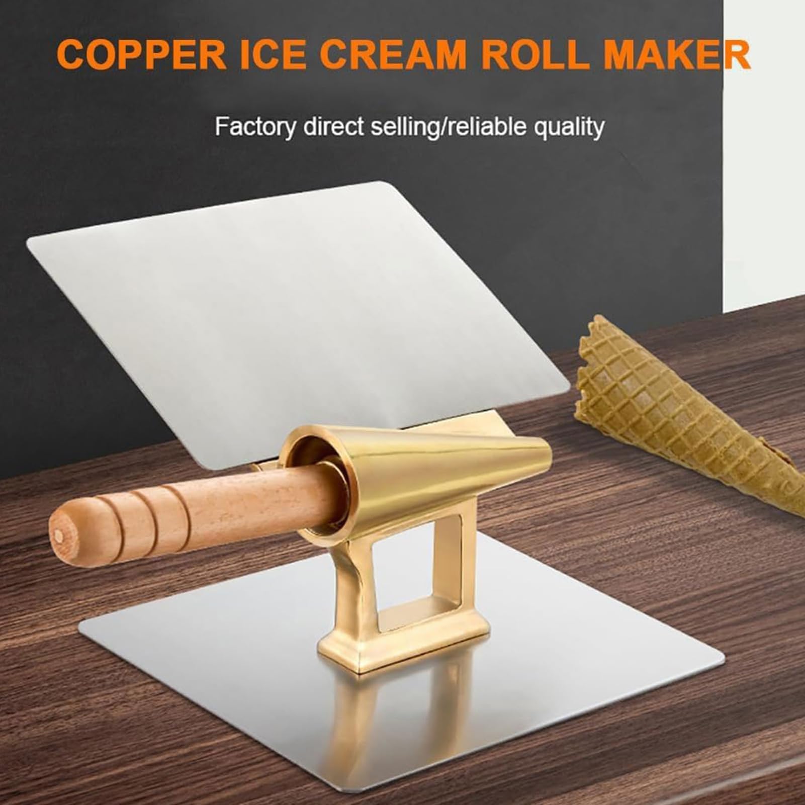 Rullo a cono per gelato, 52 mm, stampo in rame per cottura fai da te, cialde, uso domestico e professionale