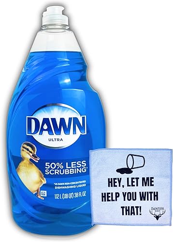 Dauntless Merch Dawn, Ultra - Líquido para lavar platos, aroma original, detergente total para platos de 38 onzas líquidas, paquete con paño de