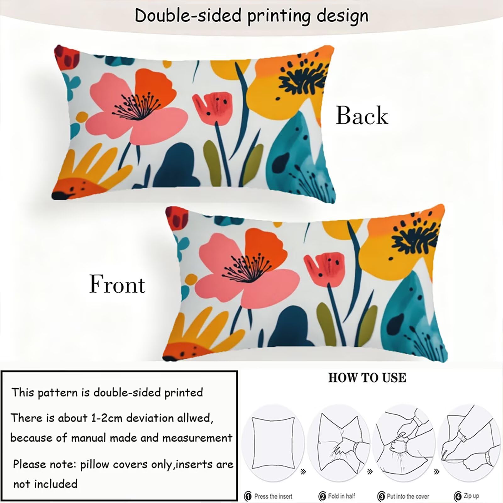 Różowe poszewki na poduszki 70 x 90 cm poszewka na poduszkę kwiaty na zewnątrz poszewki na poduszki lniane poszewki na poduszki 2-pak dwustronny nadruk miękkie i oddychające, można prać w pralce, do