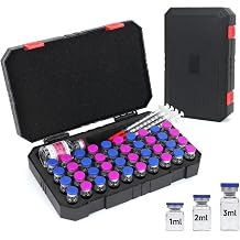 Peptide Case for Fridge, Dual 3ml and 30ml Vial Case Organizer for BAC Water for Peptides, 40+1 Slots Injection Travel Kit with Room for Syringes & Skin Prep Wipes