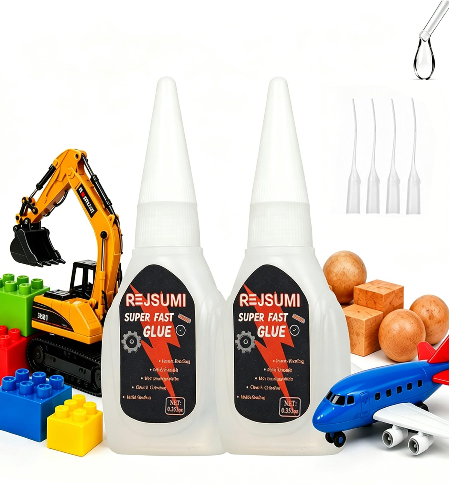 Clear Super Glue for Plastic Toys, Legos Models & 3D Prints, Instant Quick Dry Strong Bond Adhesive for Plastic 10g*2 (0.35 oz)