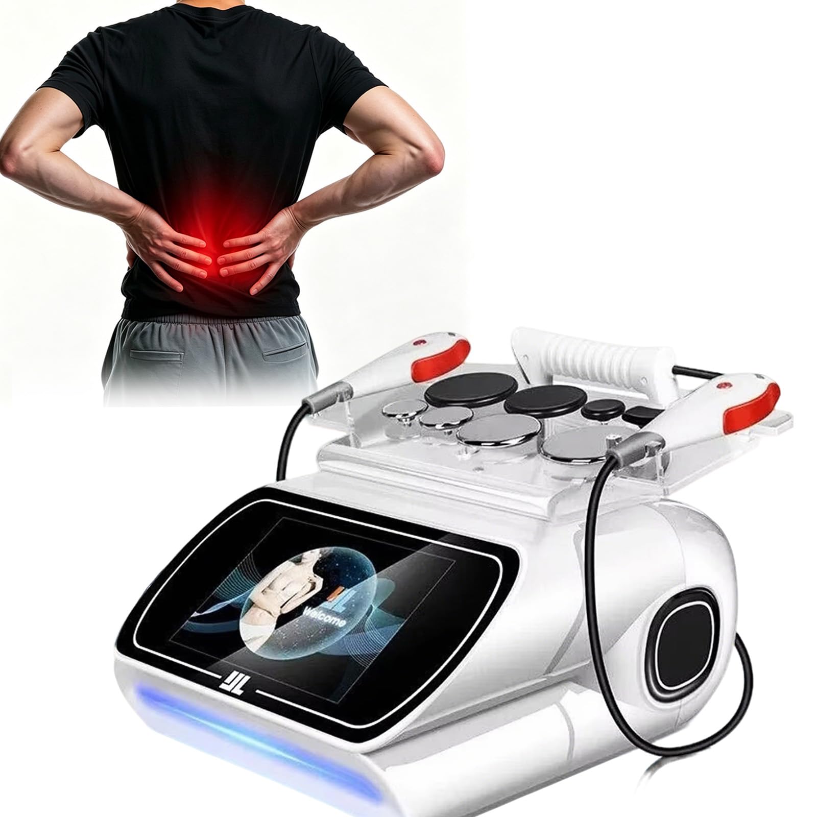 Máquina portátil de Terapia TECAR, máquina de radiofrecuencia monopolar de 448 K, Dispositivo de eliminación de Grasa 4 en 1, para Levantar, tensar la Piel, Reducir Las Arrugas y la Celulitis,Blanca