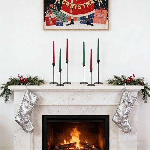 Miniatura 7 de Portavelas cónicos, portavelas de pilar alto para decoración del hogar de Navidad, centro de mesa de manto, bodas, comedor, fiesta, regalo de