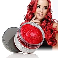 Vista 6 de Cera unisex para el cabello, tinte de color crema, pomada de peinado natural, lavable temporal, fiesta cosplay (rojo)