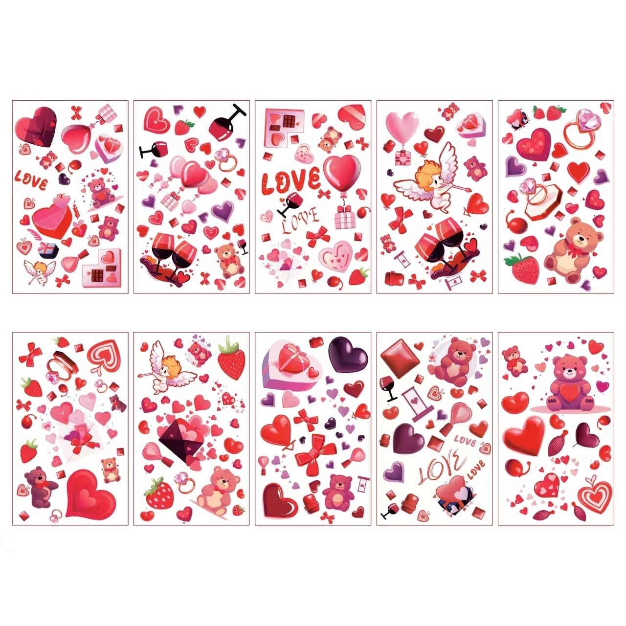 VYAOCJL Valentine's Day Temporary Tattoo Stickers, 20 Pink Love Designs, Waterproof, All Ages - Image 2