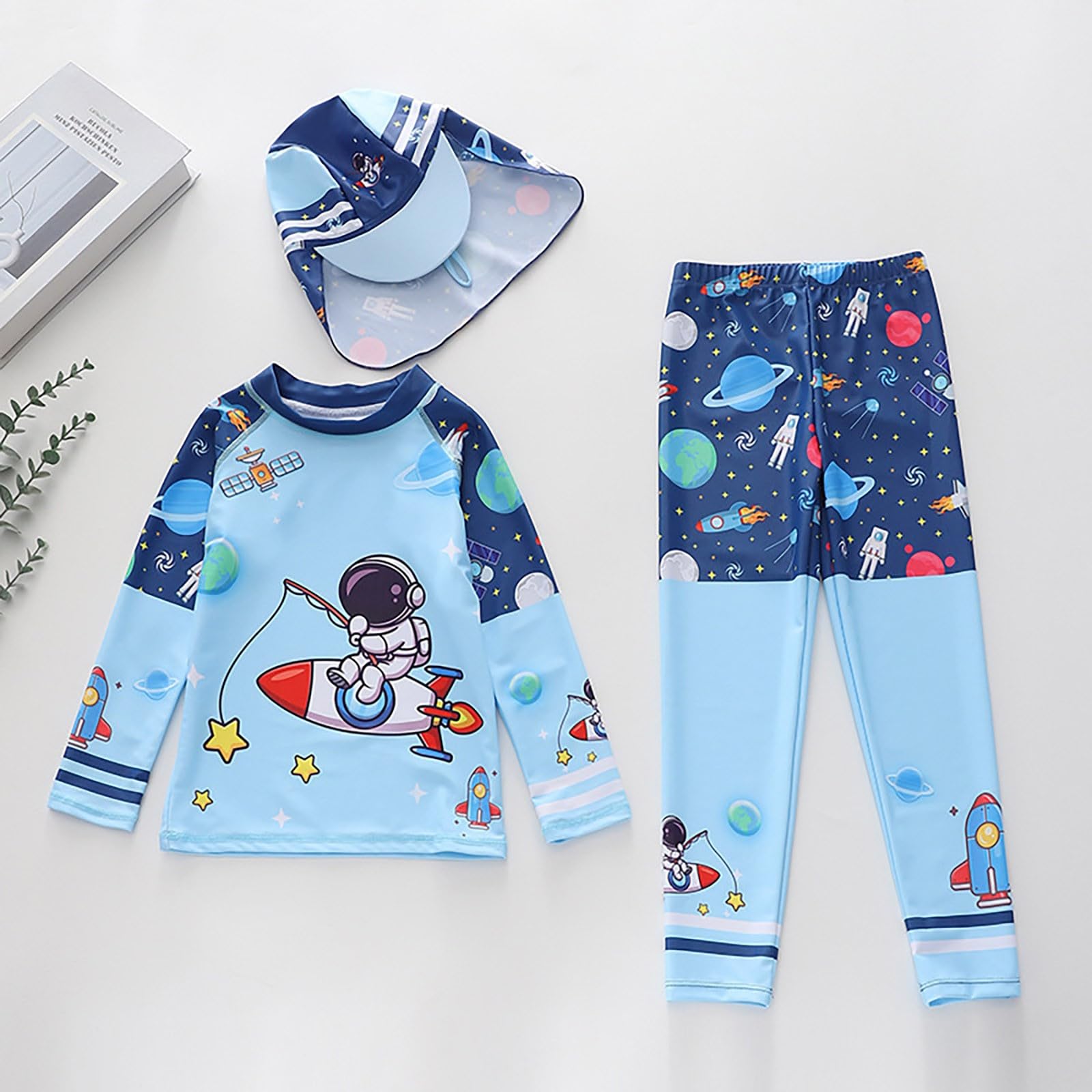 Bañador deportivo para niña, manga larga, protección solar UPF 50+, camiseta de natación y pantalón para playa, piscina y surf