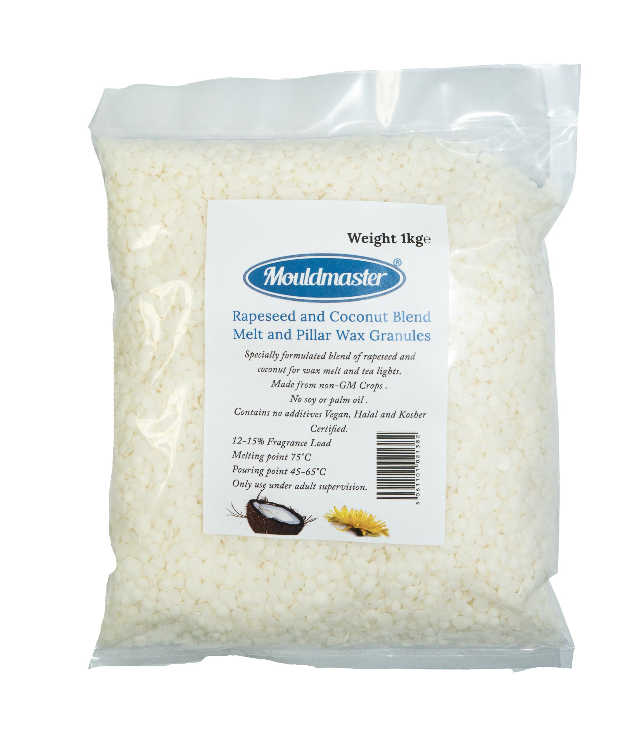 Mouldmaster Cream/Offwhite Rapeseed And Coconut Blend Melt And Piller Wax 1Kg,