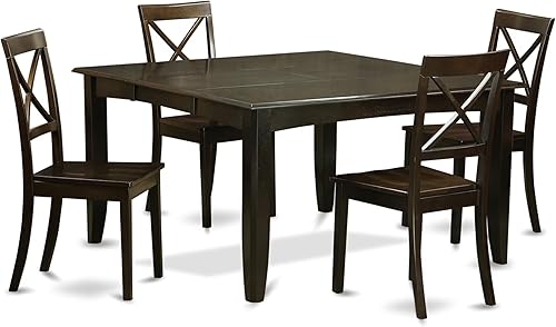 Miniatura 13 de East West Furniture PFBO9-CAP-W Juego de mesa de comedor moderno de 9 piezas, incluye una mesa cuadrada de madera con hoja de mariposa y 8 sillas de