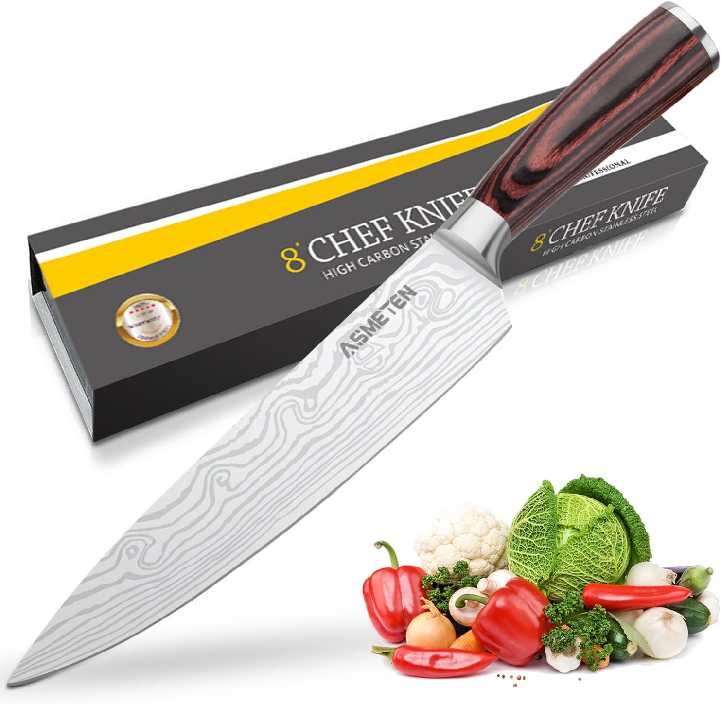 Chef knife Kitchen Knife 8 Inch, Professional Chefs Knife, Powder Steel, Best Value With Exquisite Packaging, Ultra Sharp Cooking Knife (High Carbon Steel 2)