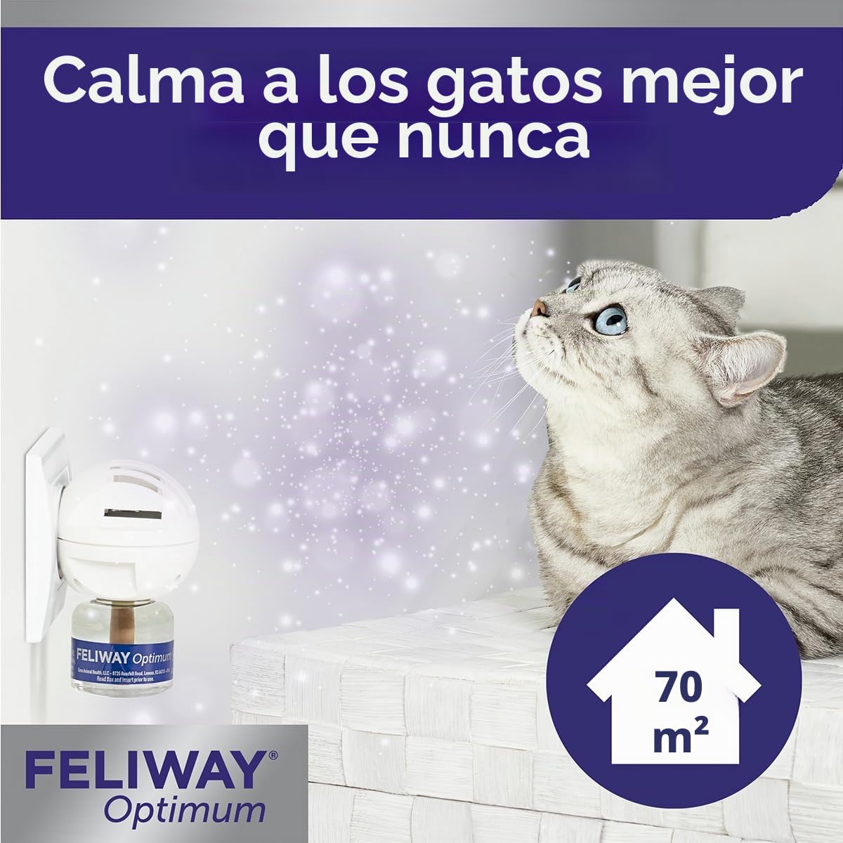 Ceva Feliway Optimum frasco de recarga de 30 días | Pack de 2 | 2 x 48 ml | Puede ser útil para reducir el estrés en gatos | Apto para cualquier etapa de la vida