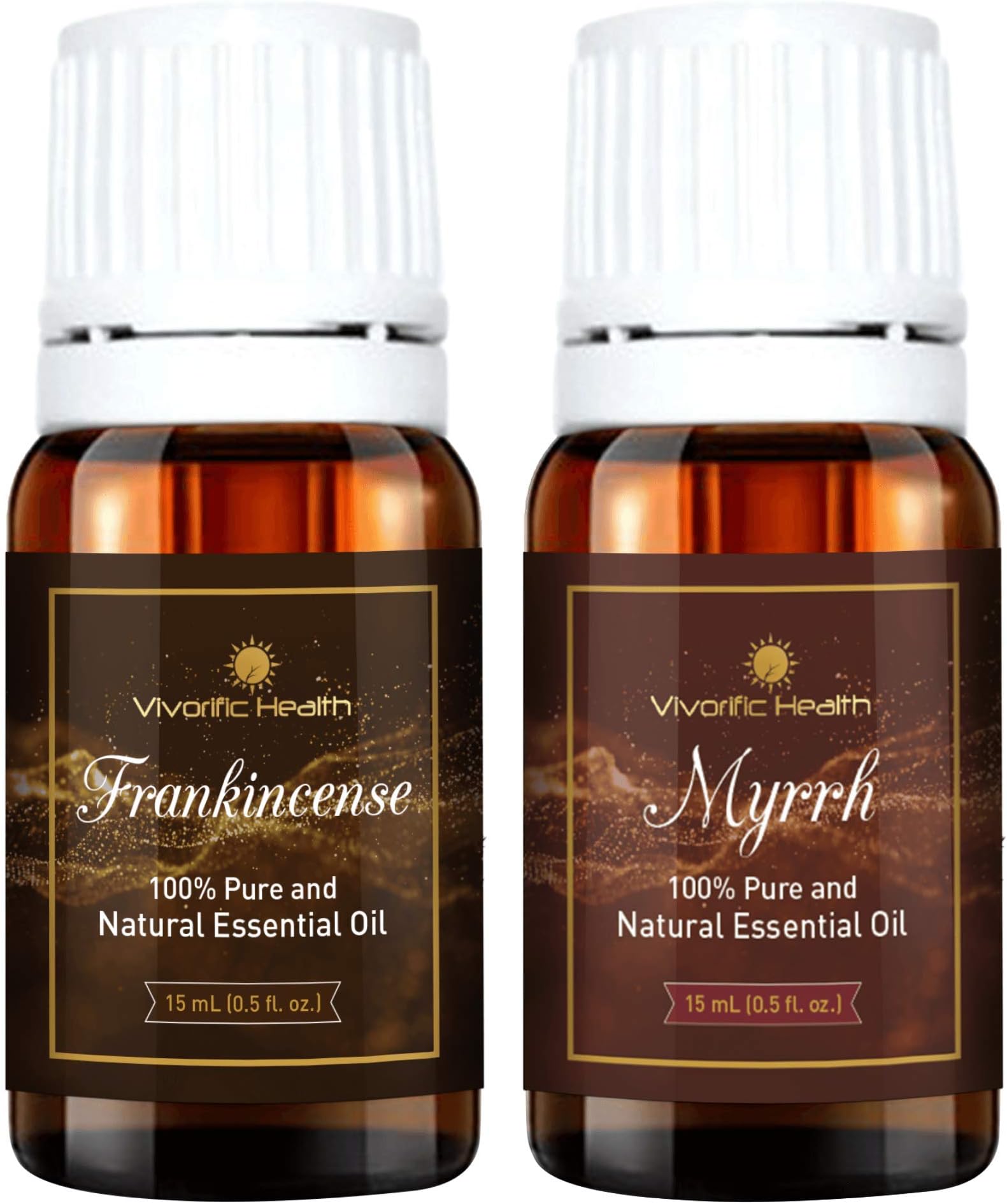 Health Frankincense and Myrrh Essential Oil - 15 ml - Combo Pack Therapeutic Grade, 100% Pure and Natural