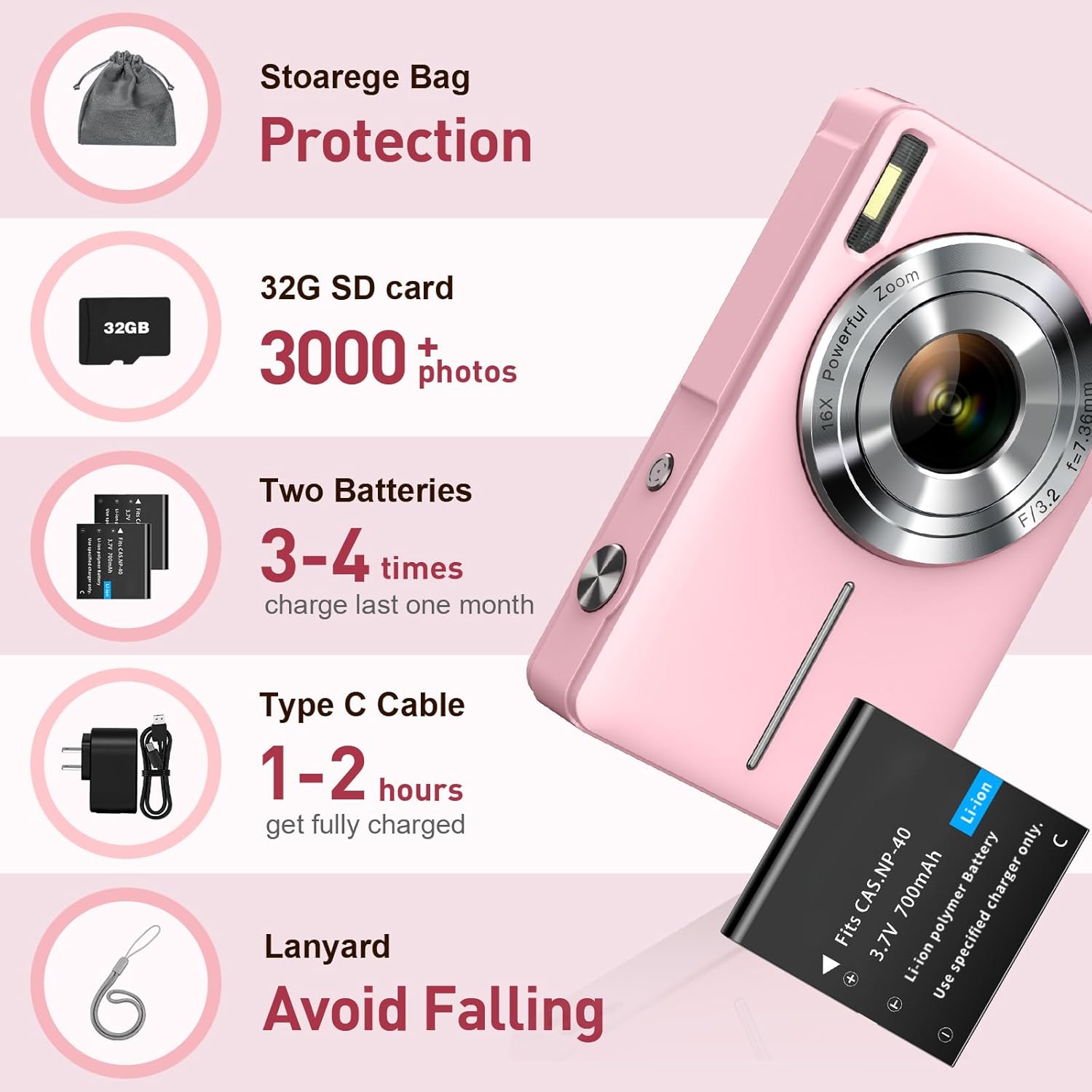 Compact 16X Zoom Camera: The Perfect FHD 1080P Point-and-Shoot for Young...