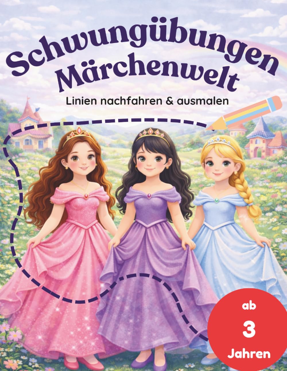 Schwungübungen Märchenwelt: Linien nachfahren und ausmalen