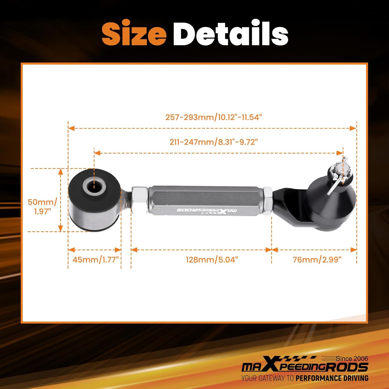 maXpeedingrods Rear Adjustable Camber Arms for Acura TSX 2004-2008 for Accord 2003-2007, -2° to +4° Camber Angle-Gray