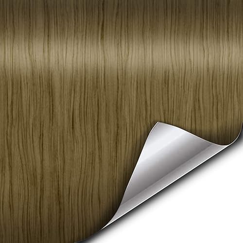 VVIVID Hoja de rollo de grano de madera de teca (12 x 48 pulgadas) con membrana de liberación de aire