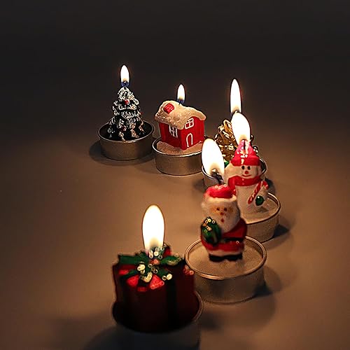 Miniatura 4 de TTRWIN Juego de regalo de velas de Navidad, 6 velas, Papá Noel, muñeco de nieve, cono de pino, casa de Navidad, regalo, regalo de decoración para