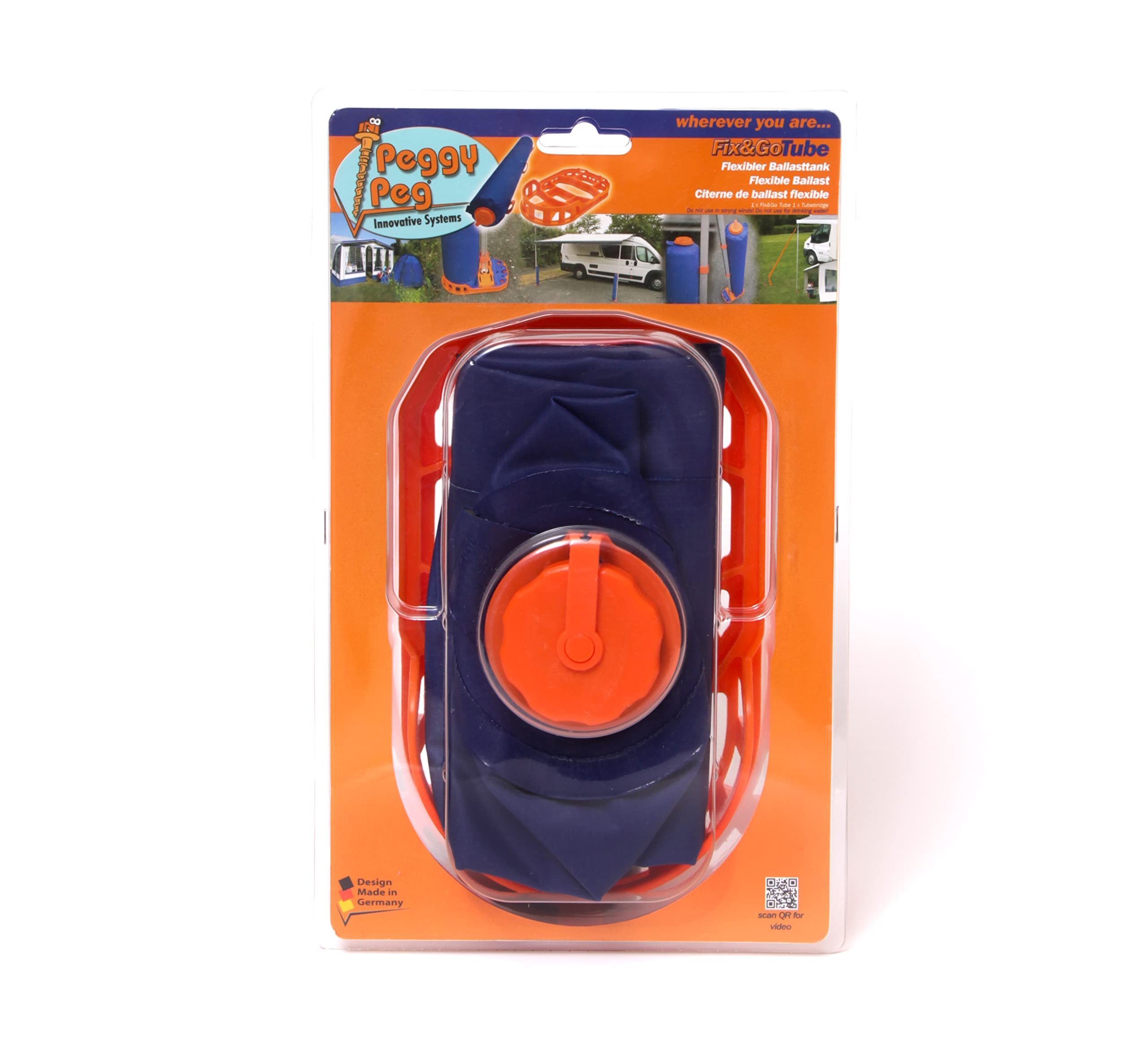 Peggy Peg – Fix&Go Tube individual part for setting up a marquee on paving, concrete & asphalt – adapter for Fix&Go Anchor Plate 2.0 to weigh down support feet – Weight to fill with water
