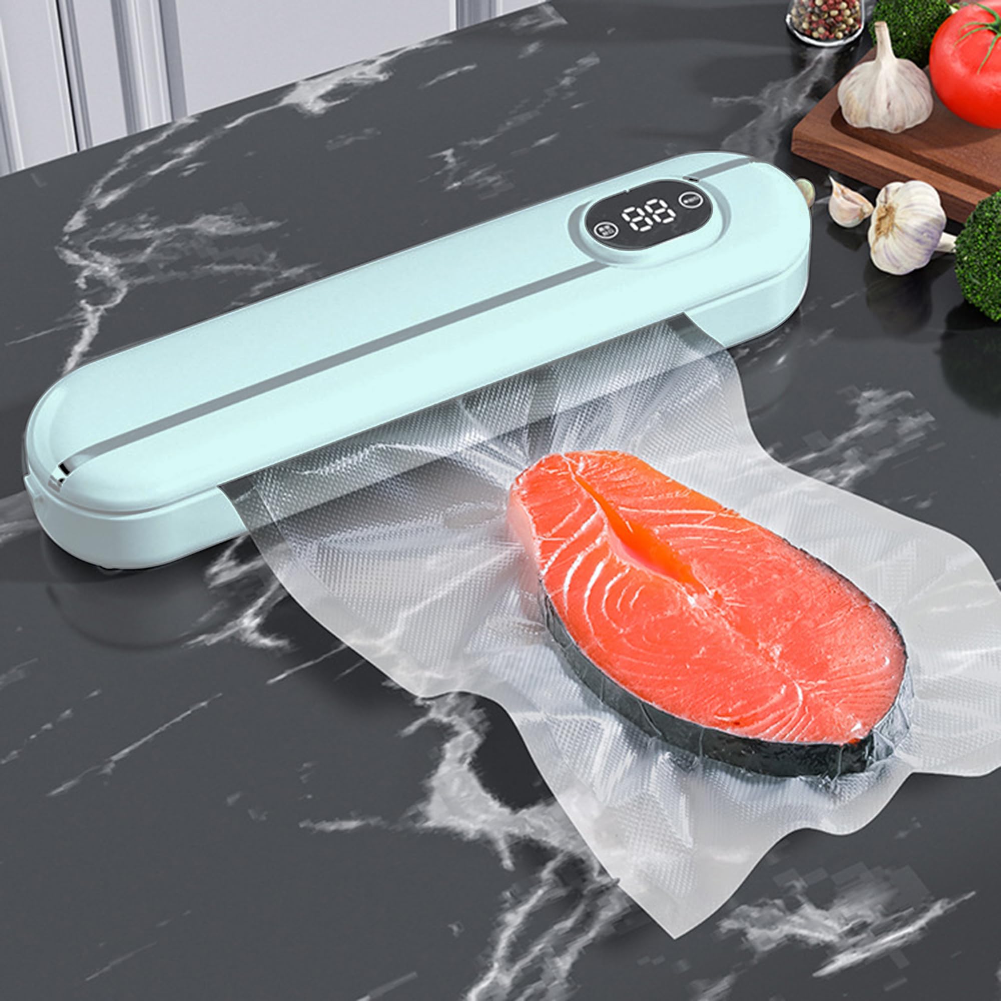 TMEOSK Vacuum Sealer Machine - Freshness Magic Seal, Dual Dry/Wet Modes, 60KPa Strong Suction, 15s Fast Seal, Multi-Bag, Easy One-Touch Operation, green