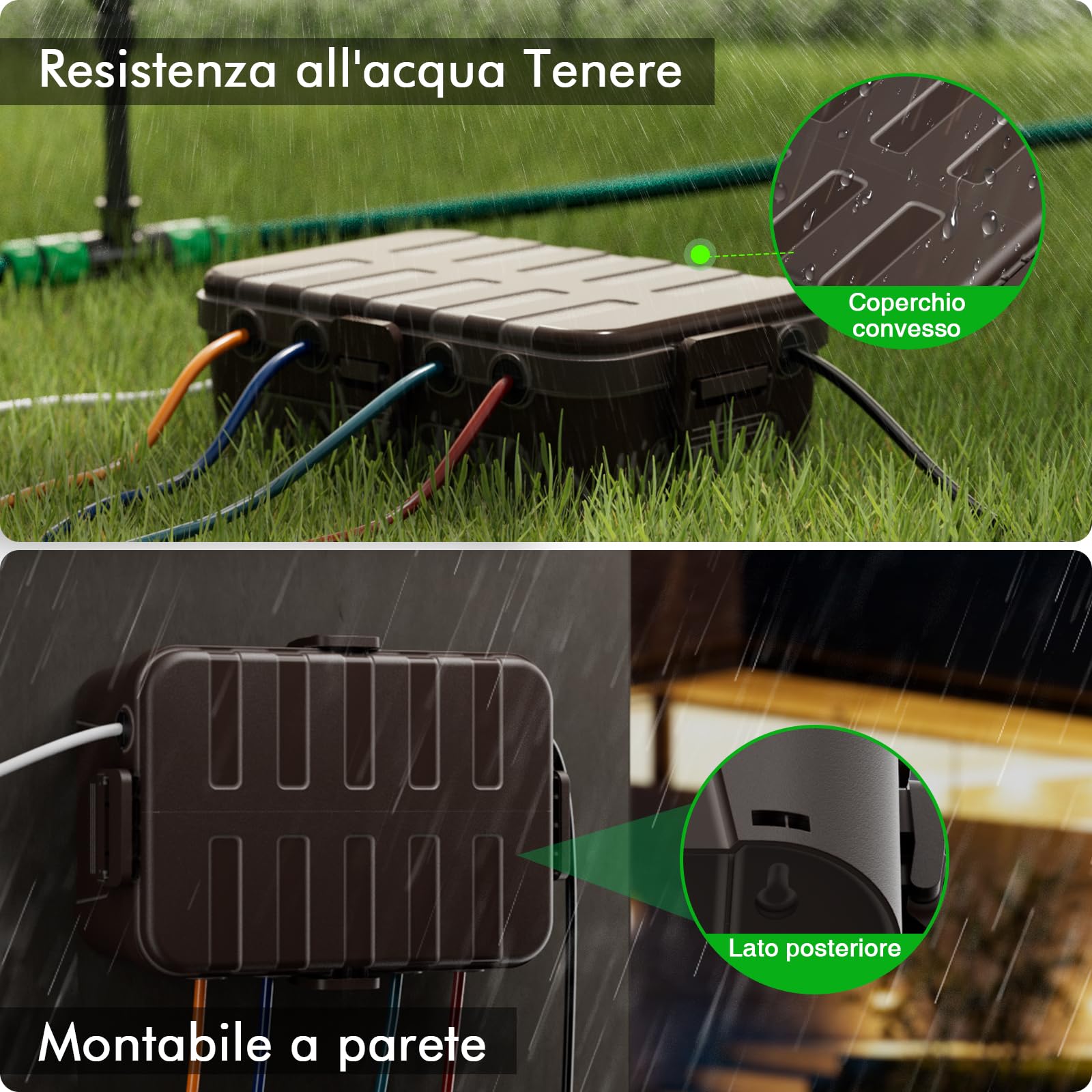 RESTMO Scatola di Protezione Impermeabile Extra-Large IP54 (32x22x13 cm) – Scatola per Cavi Esterna, Ideale per Proteggere Prese, Timer, Cavi di Alimentazione e Luci Decorative, Colore Marrone