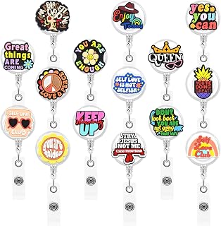 15 Pack Phrase Badge Reel Holder Bulk Positive Nursing Charms Retractable Nursing ID Badges Name Cards Reels Clips Doctor Cute Medical Badges Accessories Nurses Week Gifts(Phrase Badge Reel)