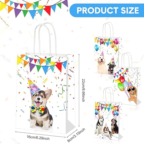 Miniatura 2 de Pajean 12 bolsas de golosinas para perros, recuerdos de fiesta de cachorros, bolsas de regalo con temática de cachorros, suministros de fiesta de