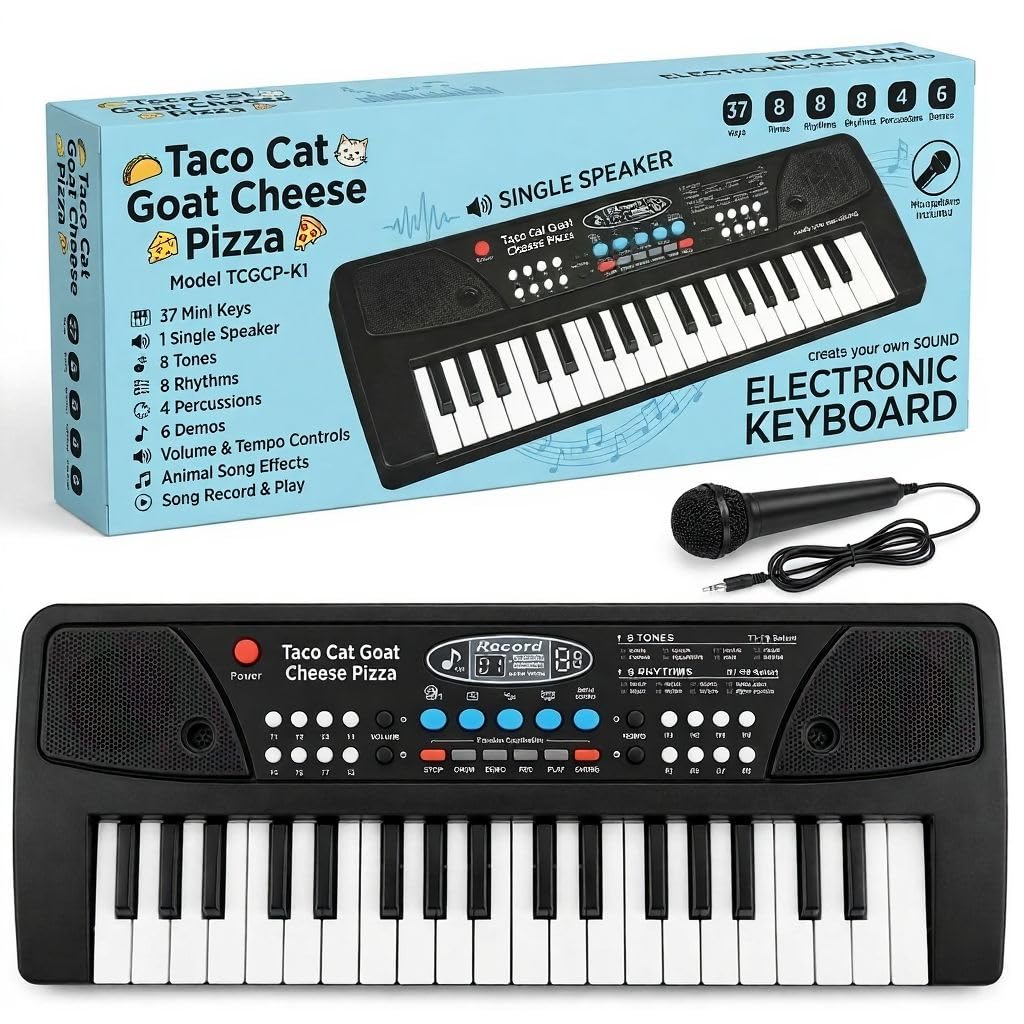 Kids Piano Keyboard with Mic 37 Keys 8 Rhythms 8 Tones 6 Demos Portable Electronic Keyboard Toy Beginners Educational Songs Recording Musical Toys 2 3 4 5 Years Boys Girls-image-9