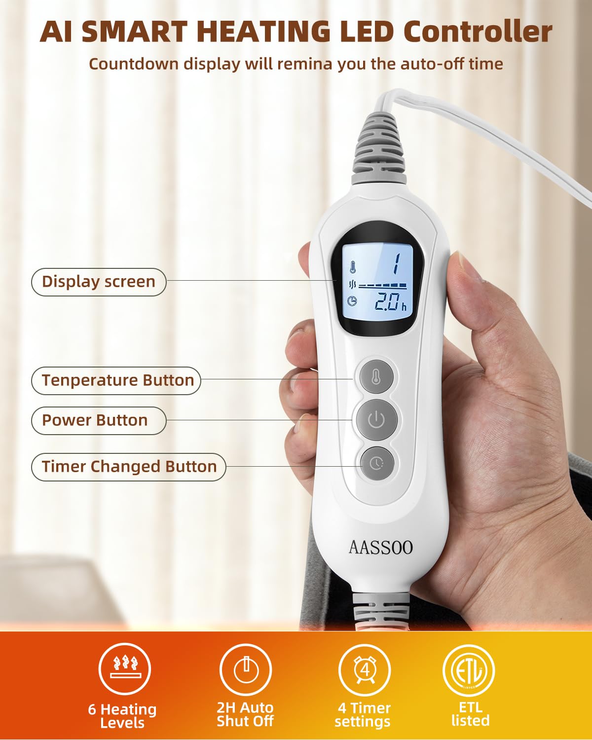Almohadilla térmica de cadera con infusión de grafeno para aliviar el dolor de ciática, envoltura térmica para espalda baja, glúteos, muslos, almohadilla de calor eléctrica de gran tamaño con apagado