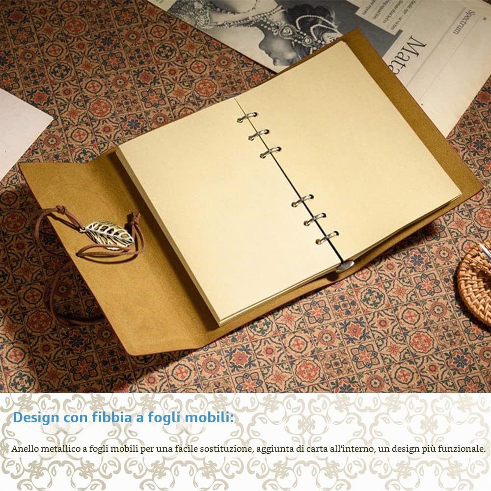 VBESTLIFE Penna stilografica, penna stilografica vintage, taccuino in pelle di inchiostro, confezione di cancelleria (bianco)