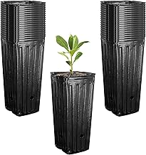 50Pcs Tall Tree Pots - Plastic Deep Nursery Treepots -24cm Tall Seedling Flower Plant Container Pots for Indoor Outdoor Garden Plants