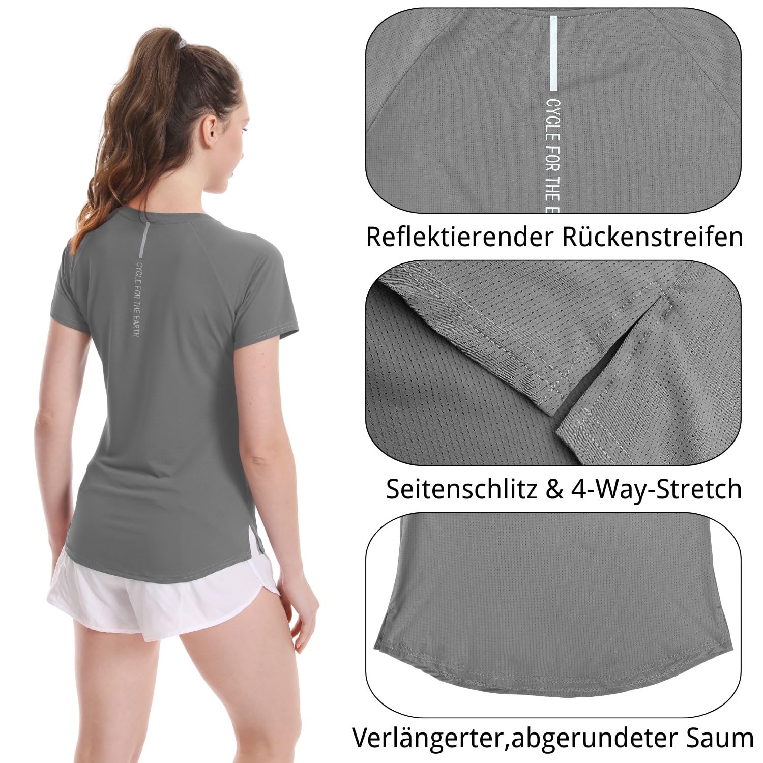 Wulibike Lot de 3 ou 5 t-shirts de sport pour femme à manches courtes, respirant, séchage rapide, UPF50+, fitness, entraînement, course, randonnée, yoga, activités de plein air