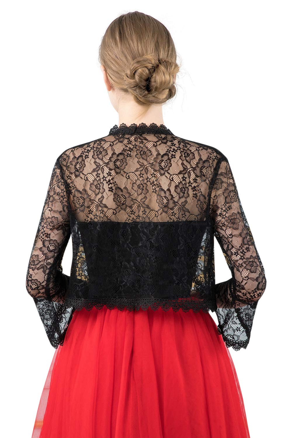 Central Chic Bolero de encaje frontal abierto para mujer, para bodas, novias, damas de honor, vestidos de noche, S-M