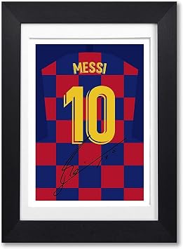 Mounted Gifts Lionel Messi Barcelona Signed A4 Poster Photo Print Autograph Signature Autographed Photograph Artwork Wall Art Picture Gift Jersey Shirt Kit A3 Poster only