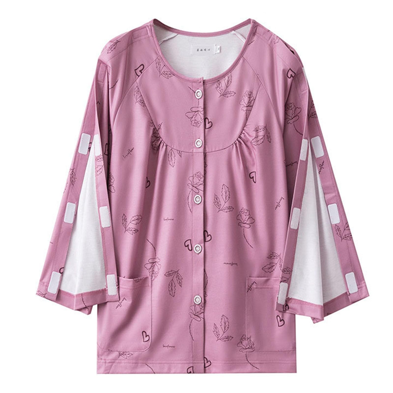 Homewear - Set da donna caldo, per la casa da donna, morbido, caldo, invernale, per l'ospedale, lungo, con bottoni, pigiama, casual, confortevole, a maniche lunghe, da jogging