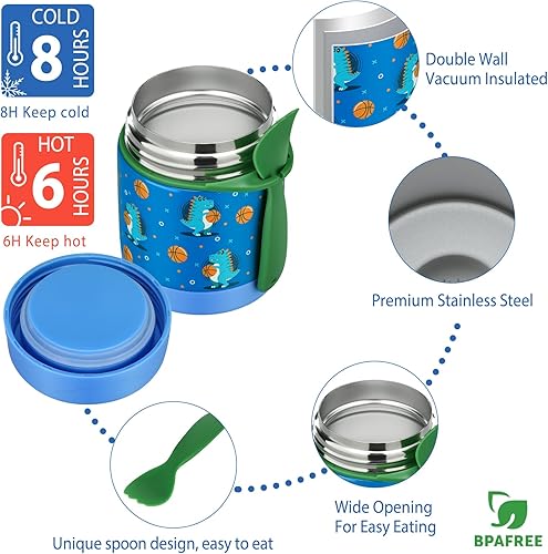 Miniatura 4 de Lonchera Bento aislada a prueba de fugas para niños con termo de sopa de 10 onzas bolsa de almuerzo aislada contenedor de almuerzo de 4