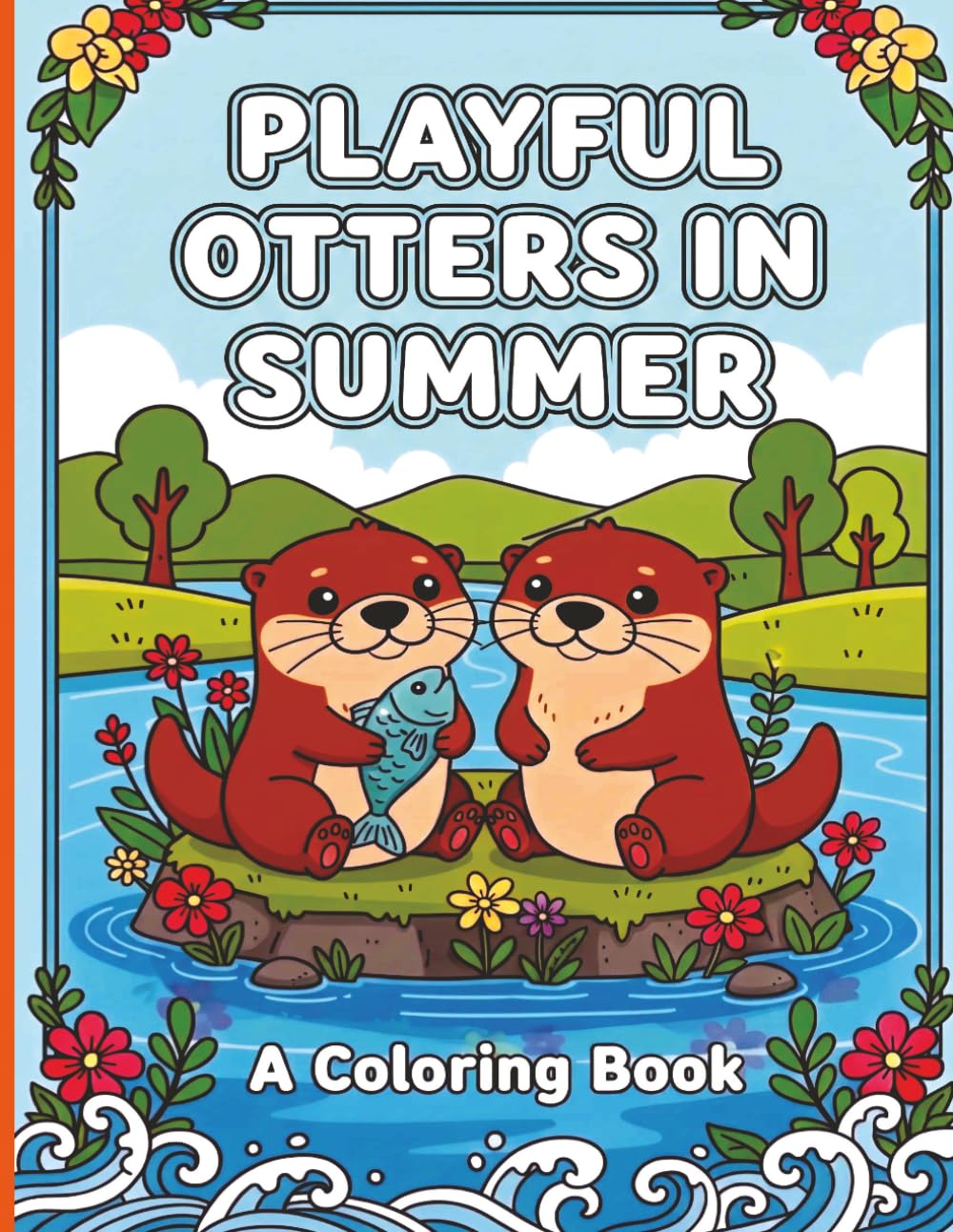 Playful Otters in Summer: Adorable Otters Having Fun in the Sun: A Cute Coloring Book for Kids