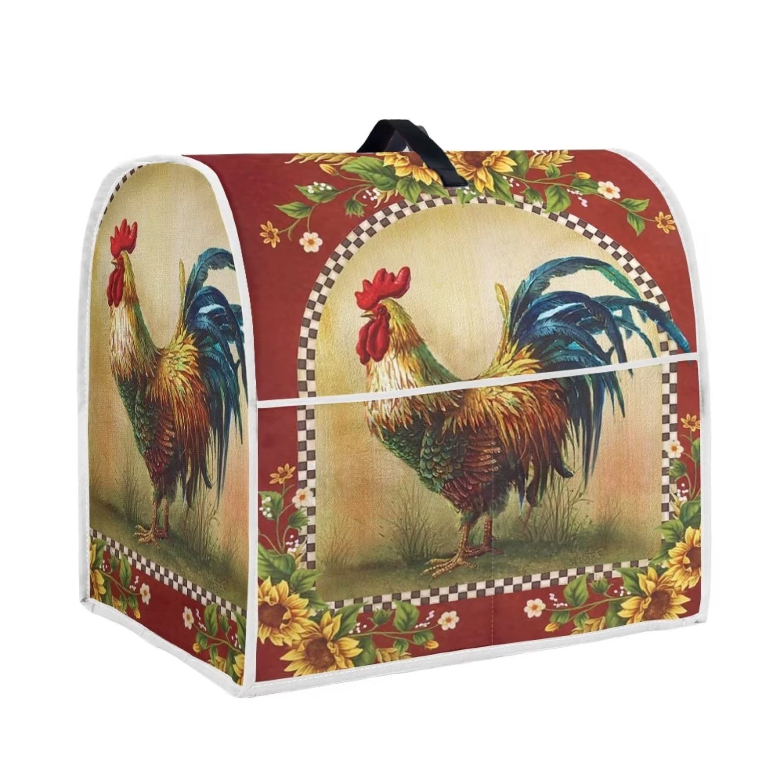 Annejudy Kitchen Aid Mixer Cover, Sunflower Rooster Print Kitchen Stand Mixer Dust Cover with Handle, Kitchen Aid Covers for Stand Mixer or Coffee