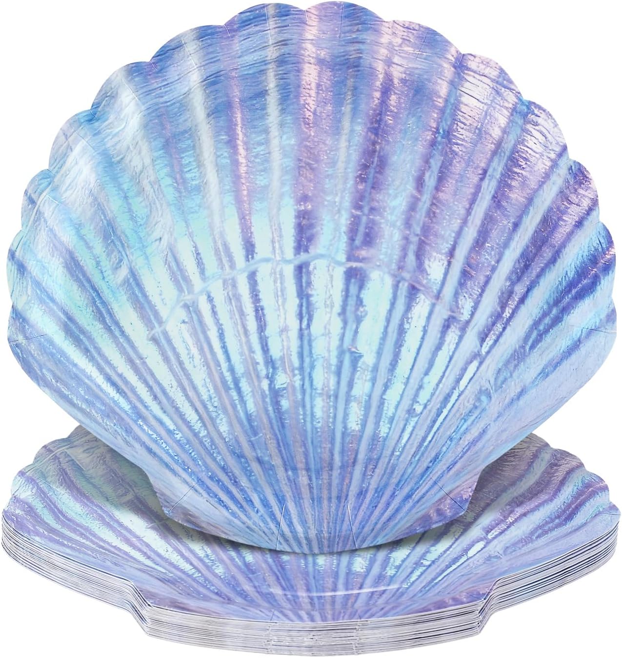 FYSUIMU Summer Seashell Paper Plates Sea Shell Shape Scalloped Disposable Plates Ocean Party Tableware for Spring Beach Picnic BBQ Table Decor Supplies 24Pcs