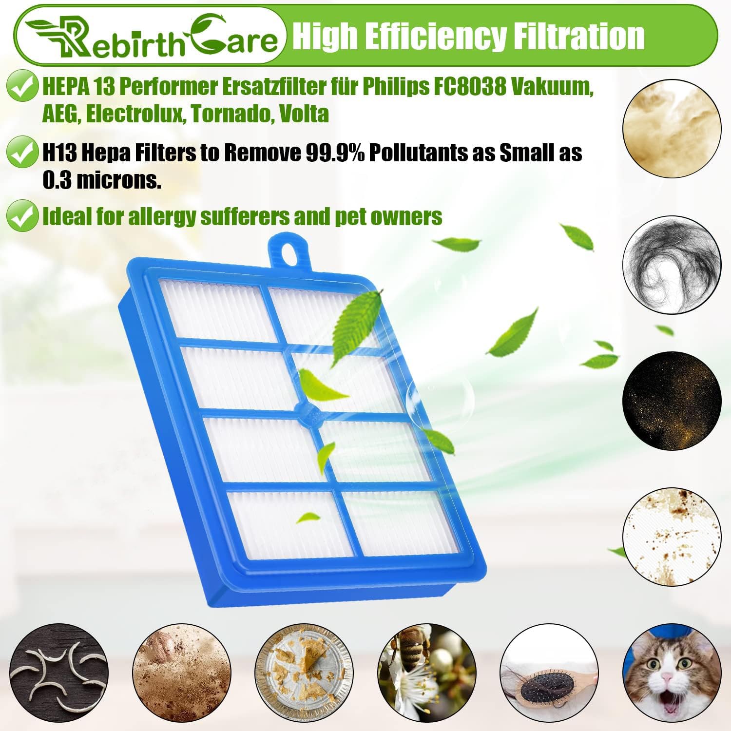 Filtre HEPA 13 Pour Aspirateur Philips - FC8038/01 - Non Lavable - Remplacement Tous Les 12 Mois