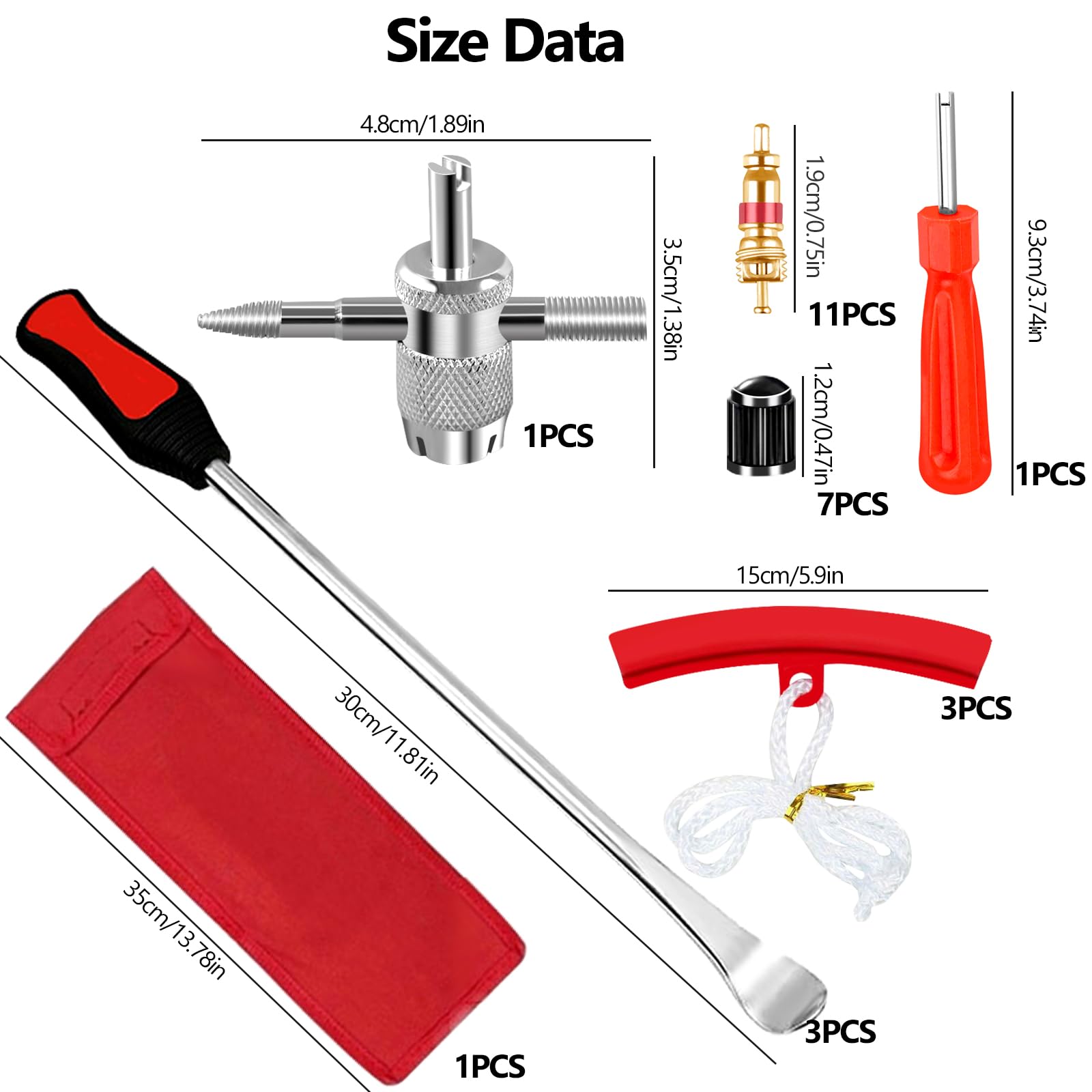 Set 3 Leve Smontagomme Per Moto E Bici - 30 Cm Con Protezione Cerchio E Accessori - Attrezzo Per Cambio Pneumatici - Foto 5