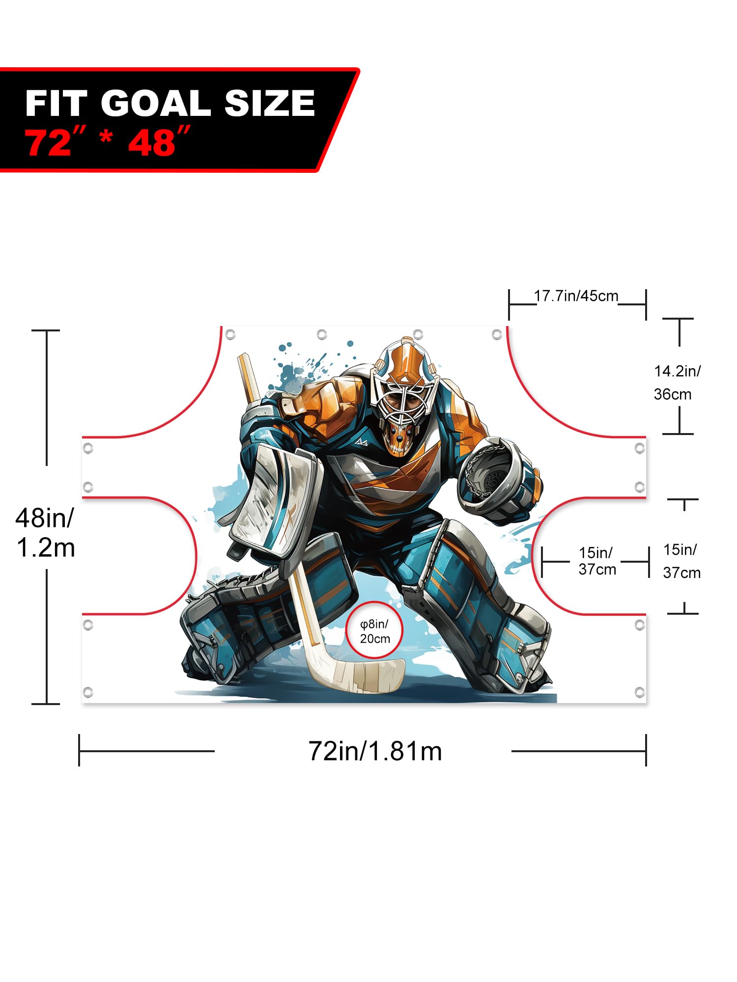 Kasifei Bâche de tir de hockey, filet de hockey, cible de gardien de but, cible de hockey pour l'entraînement de précision de tir, équipement d'entraînement de hockey