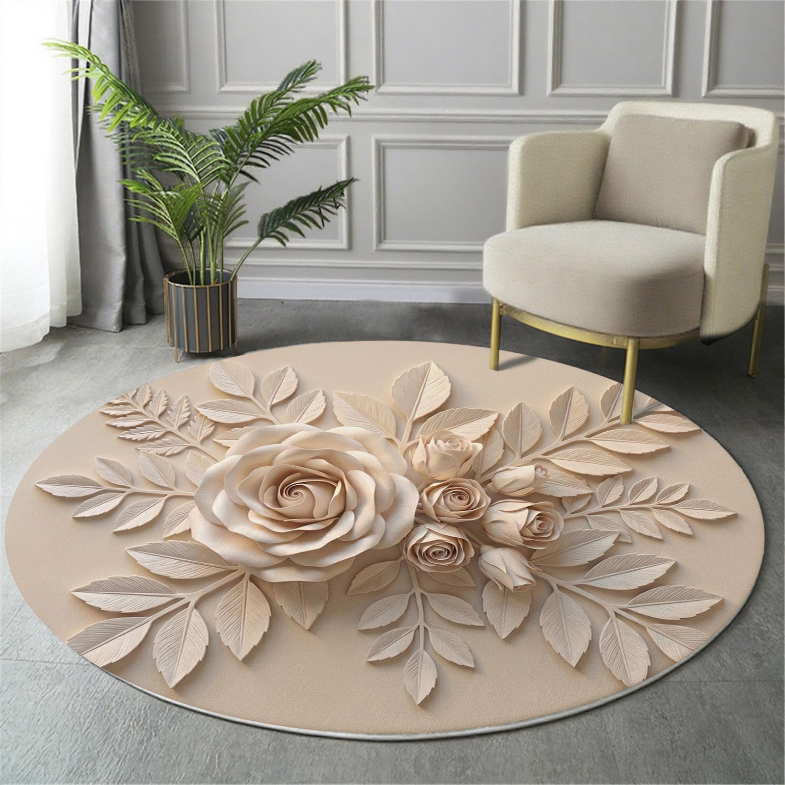 Tapis rond floral 60cm idéal pour la nurserie et chambre d'enfant