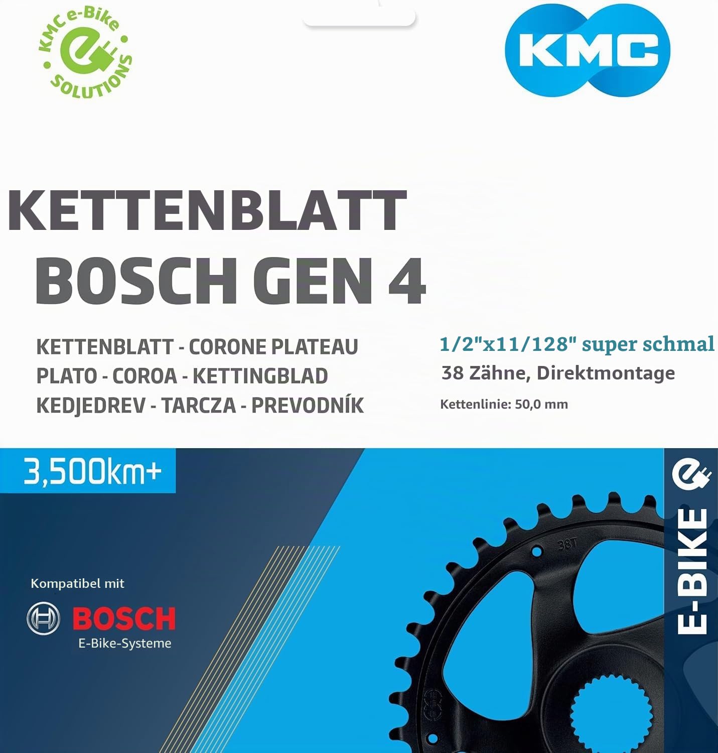KMC Bosch Gen4 Kettenring 38Z 52 mm Schwarz